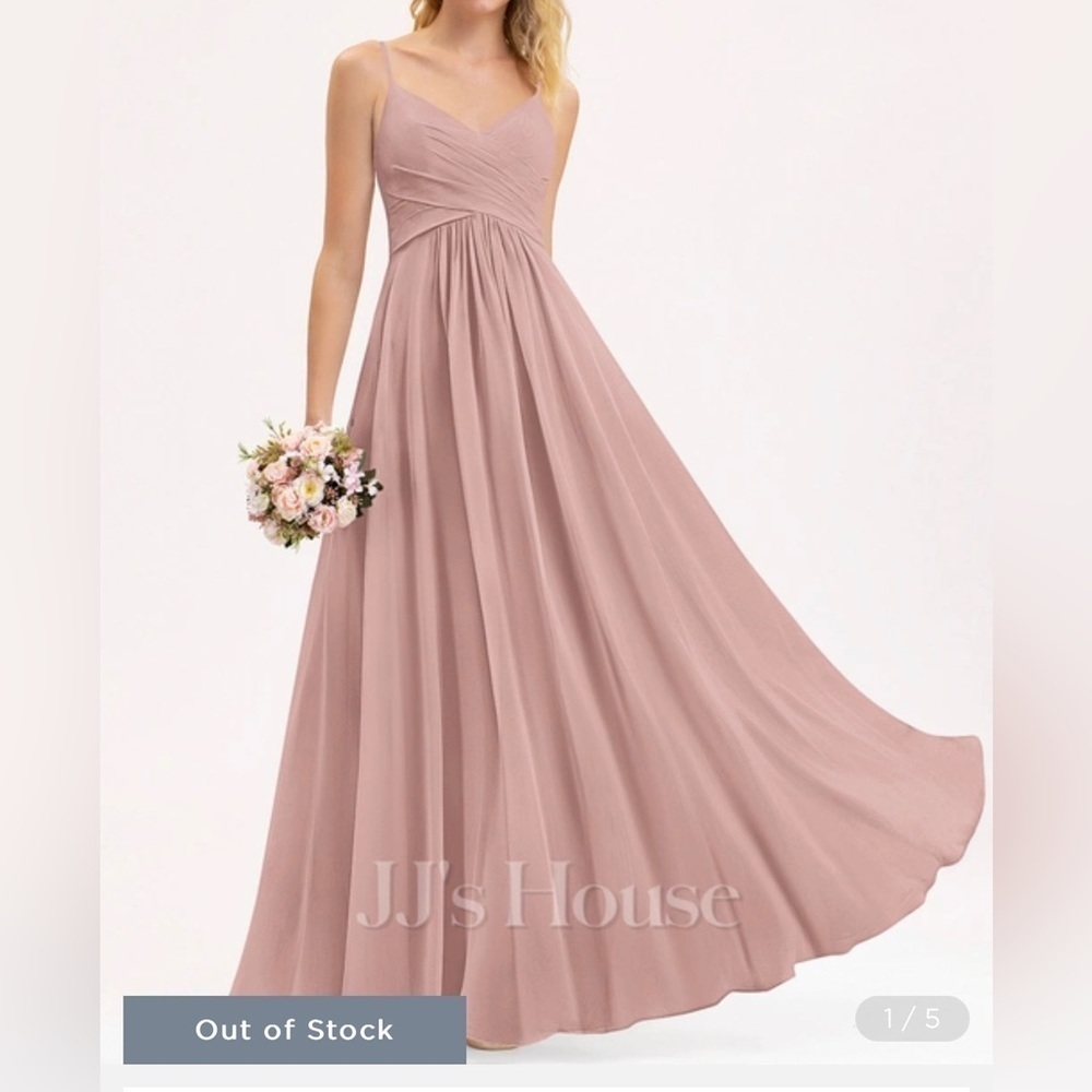 JJhouse dress A-line V-Neck Floor-Length Chiffon Bridesmaid Dress With Pleated